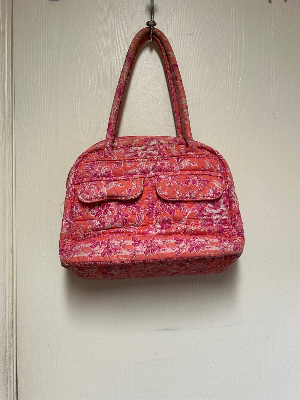 Vera Bradley Coral Pink Floral Quilted Shoulder Bag - Picture 2 of 3